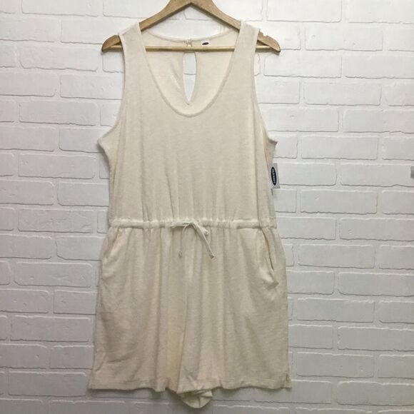 OLDNavy terrycloth Ecru shortall resort wear beach coverup summer vacation large - Picture 2 of 13